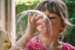 blowing a bubble