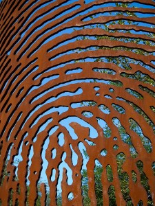 fingerprint against the sky